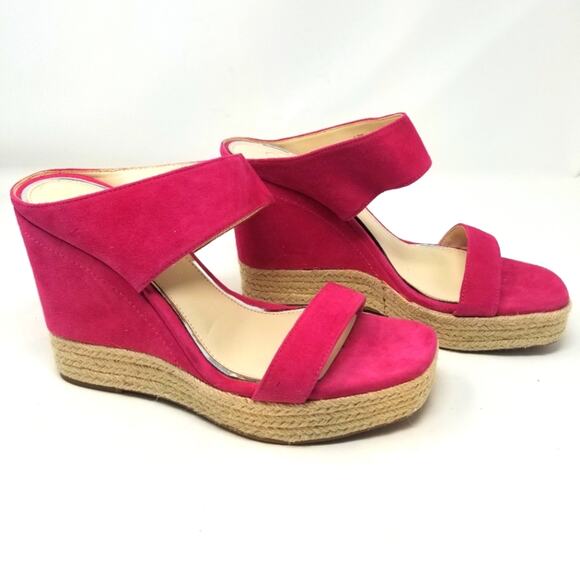 Jessica Simpson New Pink Suede Leather Wedges NWT Size 10 - Picture 1 of 10